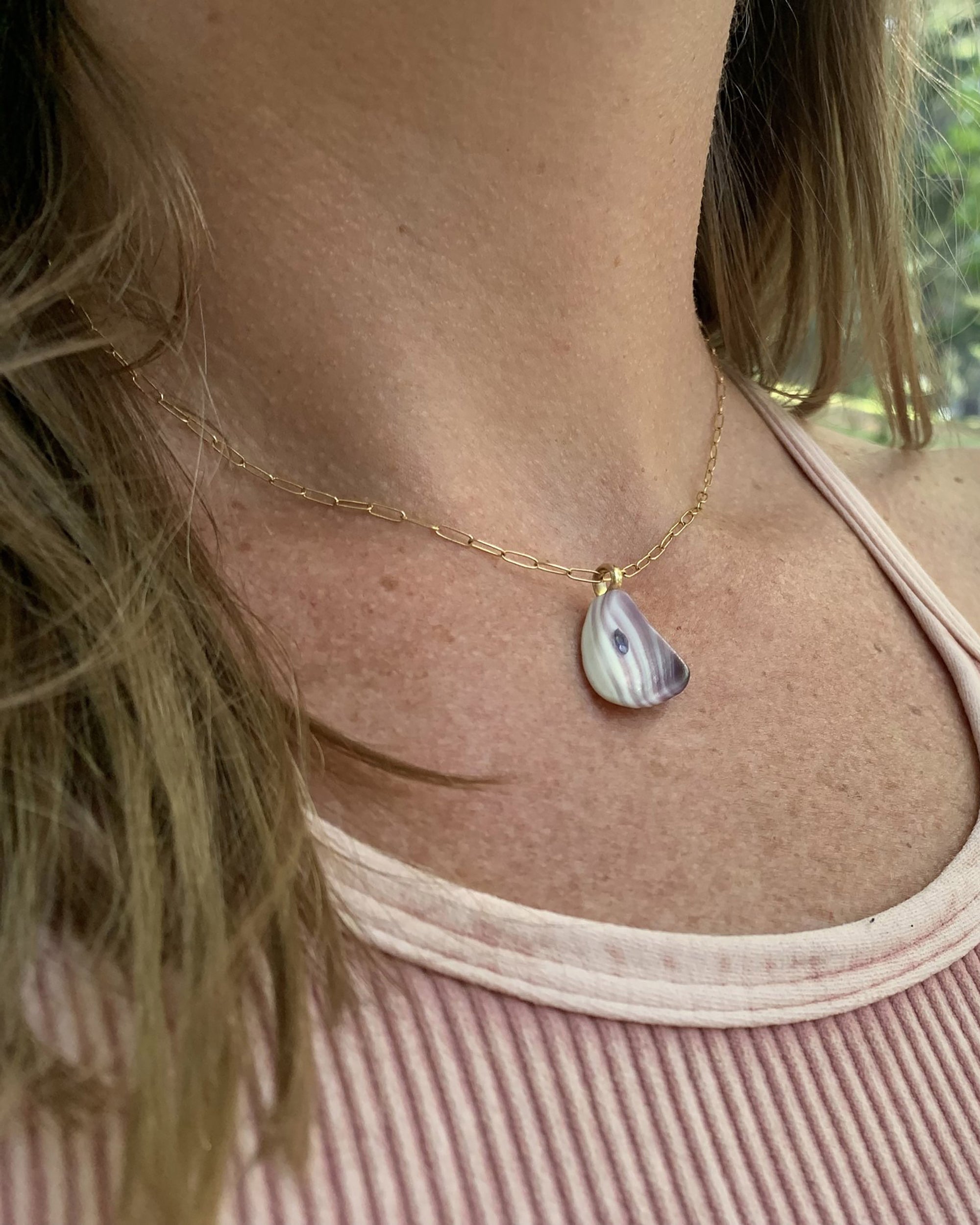 Seashell + Iolite Necklace